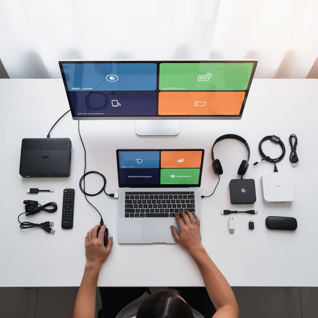 Echolink professional technical support team demonstrating receiver, TV, and Android Box flash file downloads and 24/7 customer assistance services